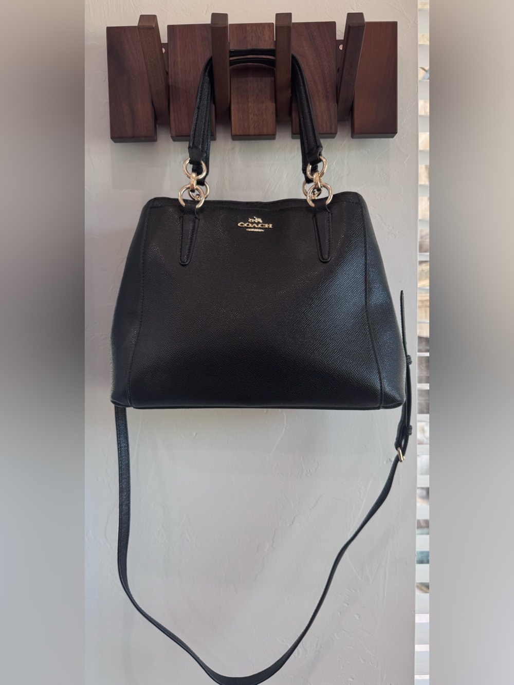 Black leather Coach Minetta crossbody bag